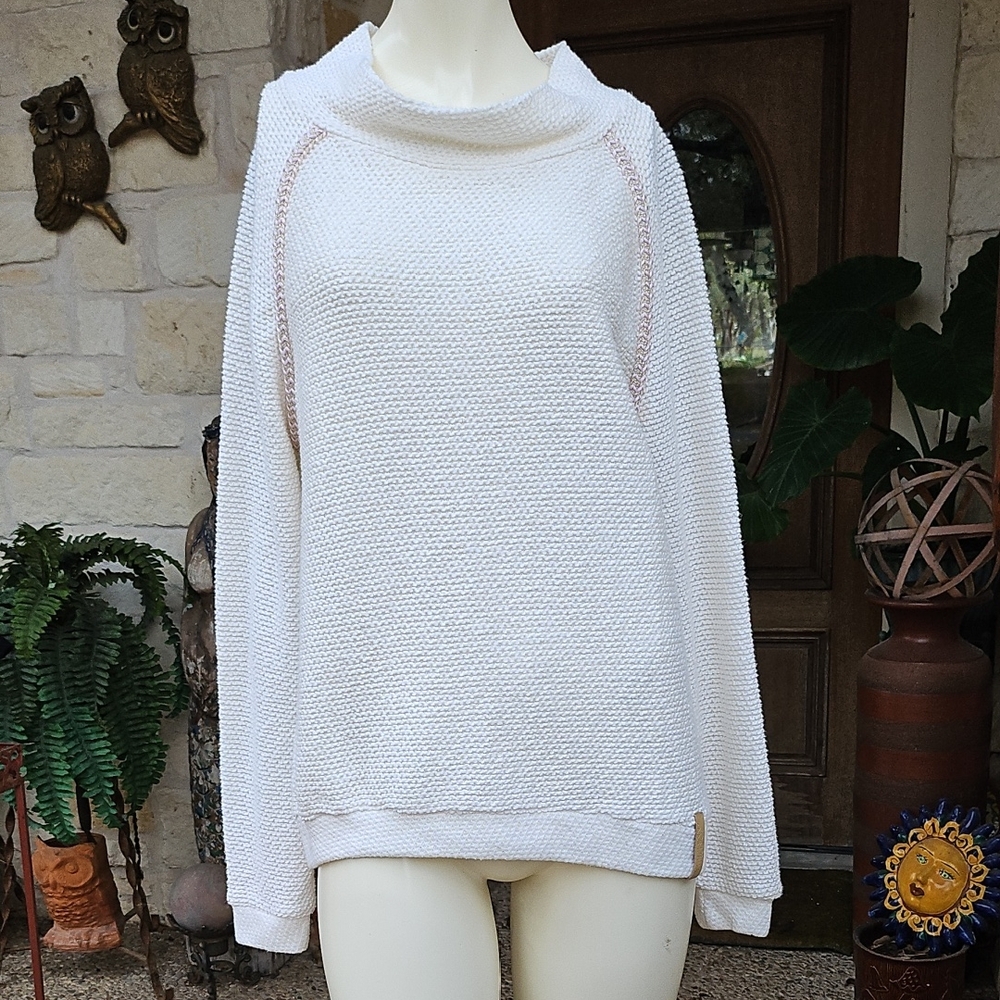 Shine On By Jadelynn Brooke Cream Cowl Neck Baggy Sweater Sweatshirt Size L